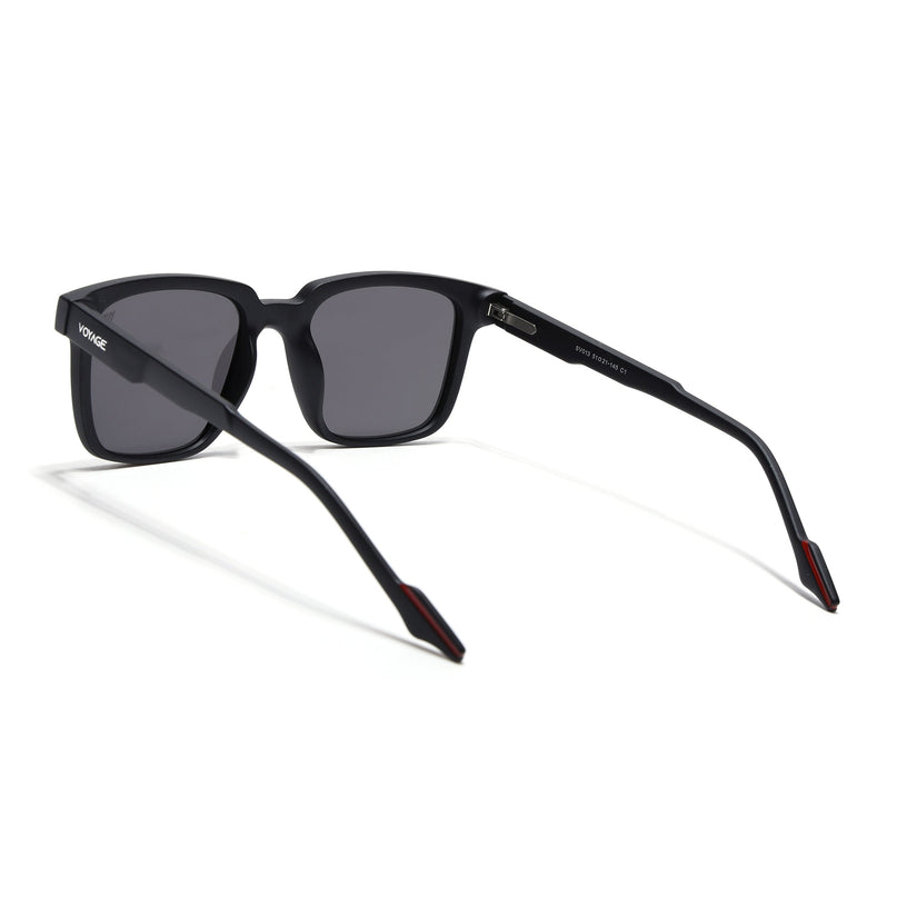 Square Polarized Sunglasses for Men & Women (Black Lens | Black Frame - PMG7413)