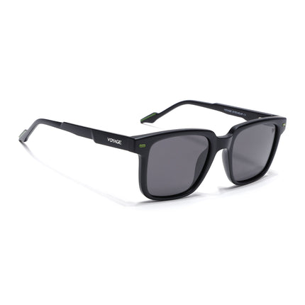 Square Polarized Sunglasses for Men & Women (Black Lens | Black Frame - PMG7414)