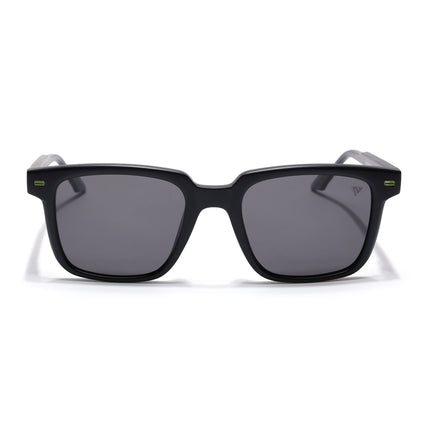Square Polarized Sunglasses for Men & Women (Black Lens | Black Frame - PMG7414)