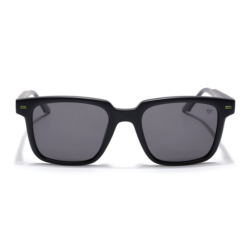 Square Polarized Sunglasses for Men & Women (Black Lens | Black Frame - PMG7414)