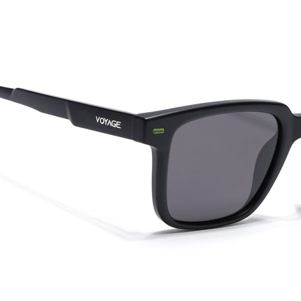 Square Polarized Sunglasses for Men & Women (Black Lens | Black Frame - PMG7414)