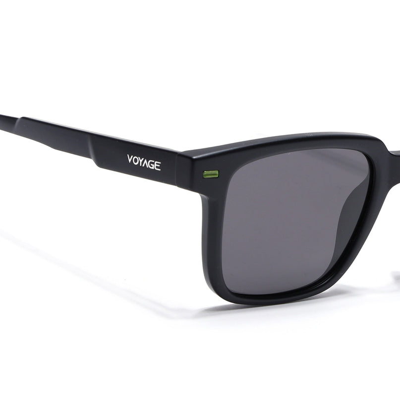 Square Polarized Sunglasses for Men & Women (Black Lens | Black Frame - PMG7414)