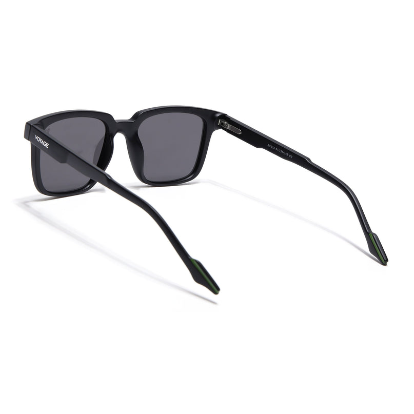 Square Polarized Sunglasses for Men & Women (Black Lens | Black Frame - PMG7414)