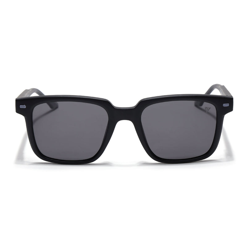 Square Polarized Sunglasses for Men & Women (Black Lens | Black Frame - PMG7415)