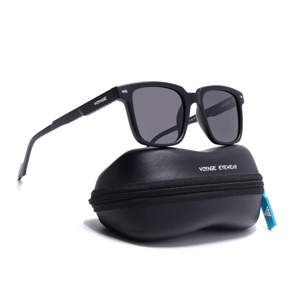 Square Polarized Sunglasses for Men & Women (Black Lens | Black Frame - PMG7415)