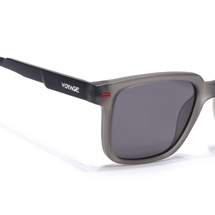 Square Polarized Sunglasses for Men & Women (Black Lens | Grey Frame - PMG7416)