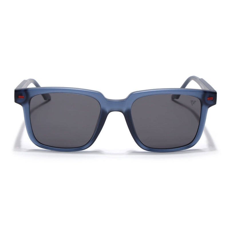 Square Polarized Sunglasses for Men & Women (Black Lens | Blue Frame - PMG7417)