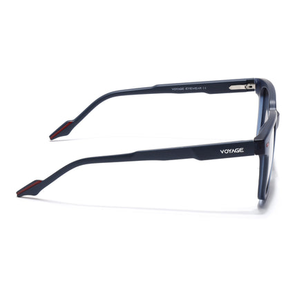 Square Polarized Sunglasses for Men & Women (Black Lens | Blue Frame - PMG7417)