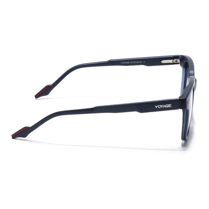 Square Polarized Sunglasses for Men & Women (Black Lens | Blue Frame - PMG7417)