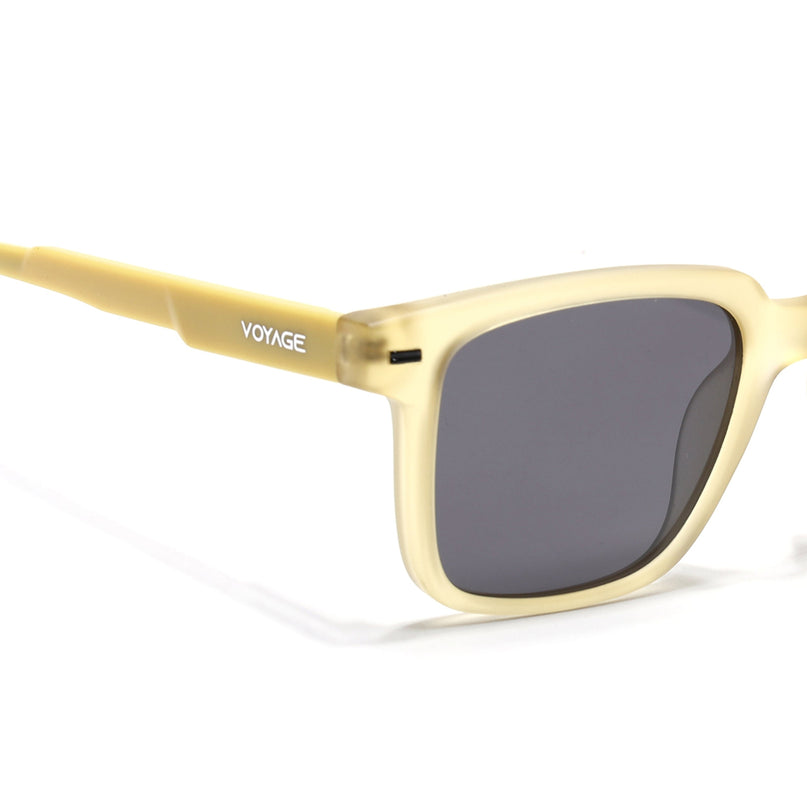 Square Polarized Sunglasses for Men & Women (Black Lens | Yellow Frame - PMG7419)