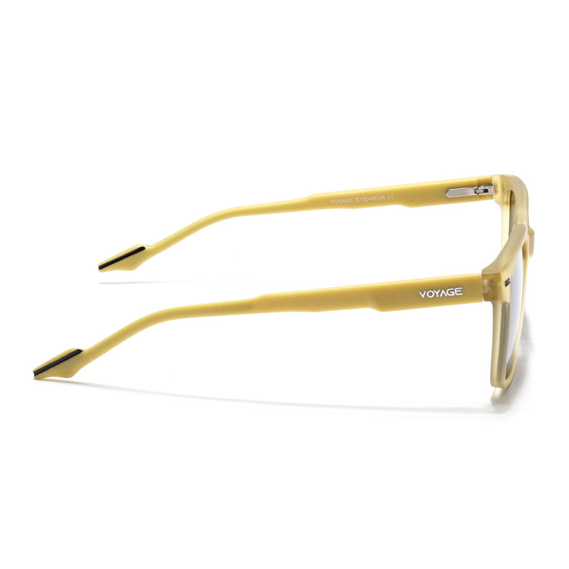 Square Polarized Sunglasses for Men & Women (Black Lens | Yellow Frame - PMG7419)