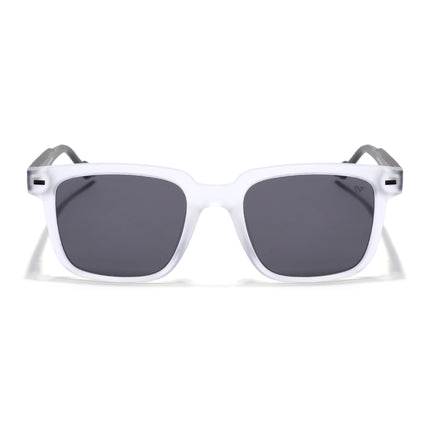Square Polarized Sunglasses for Men & Women (Black Lens | Transparent Frame - PMG7420)