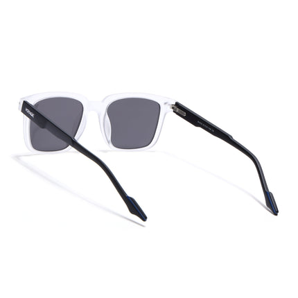 Square Polarized Sunglasses for Men & Women (Black Lens | Transparent Frame - PMG7420)