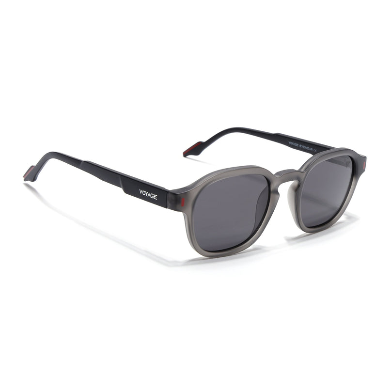 Wayfarer Polarized Sunglasses for Men & Women (Black Lens | Grey Frame - PMG7424)