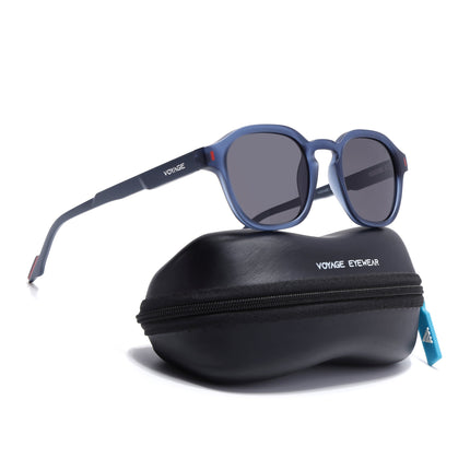 Wayfarer Polarized Sunglasses for Men & Women (Black Lens | Blue Frame - PMG7425)