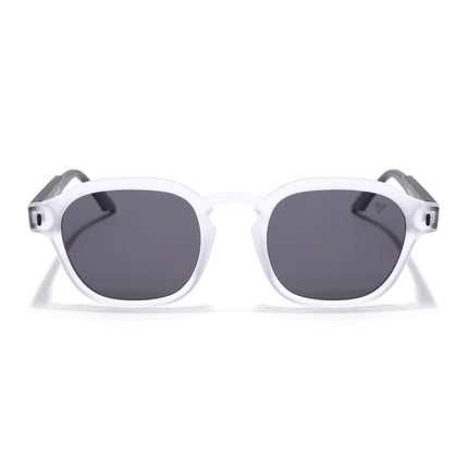 Wayfarer Polarized Sunglasses for Men & Women (Black Lens | Transparent Frame - PMG7428)