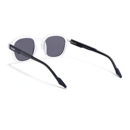 Wayfarer Polarized Sunglasses for Men & Women (Black Lens | Transparent Frame - PMG7428)