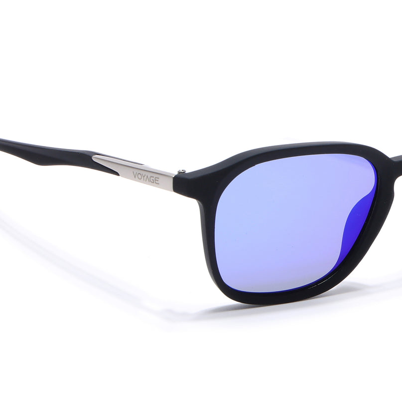 Square Polarized Sunglasses | Blue Lens | Black Frame - PMG6790