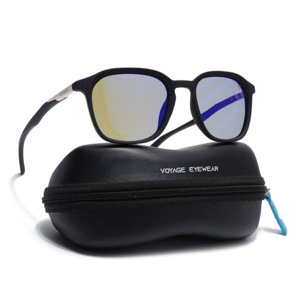 Square Polarized Sunglasses | Blue Lens | Black Frame - PMG6790