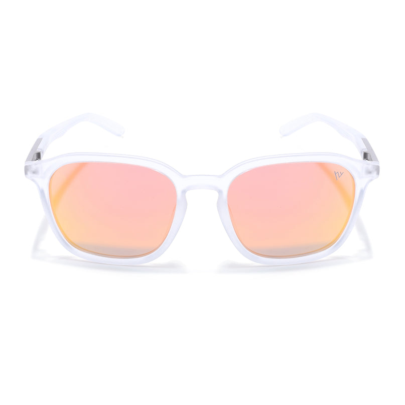 Square Polarized Sunglasses | Orange Lens | Transparent Frame - PMG6794