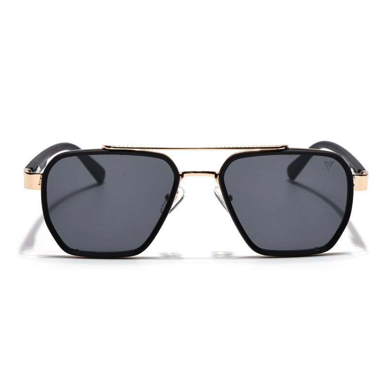 Wayfarer Sunglasses for Men & Women (Black Lens | Golden & Black Frame - MG7582)