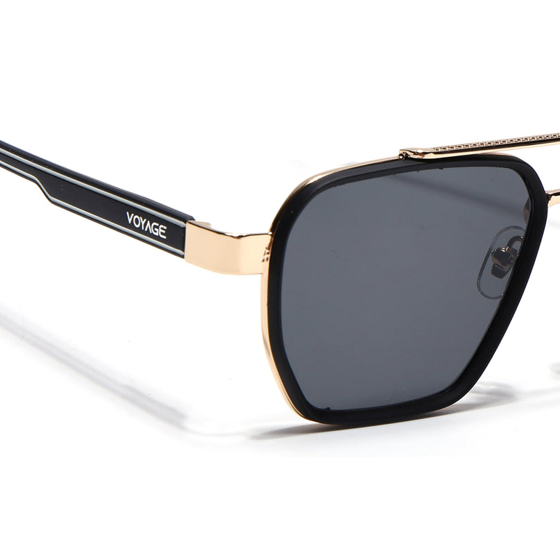 Wayfarer Sunglasses for Men & Women (Black Lens | Golden & Black Frame - MG7582)