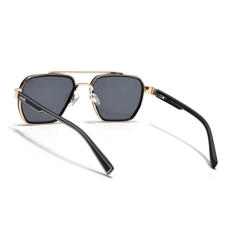 Wayfarer Sunglasses for Men & Women (Black Lens | Golden & Black Frame - MG7582)