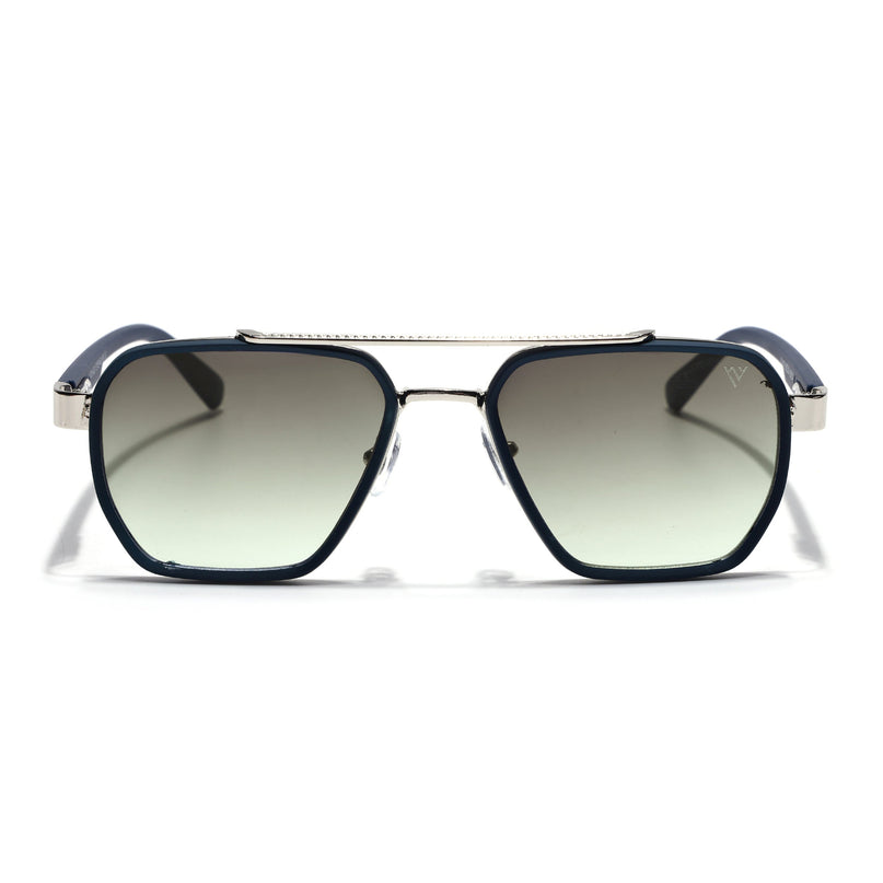 Wayfarer Sunglasses for Men & Women (Olive & Clear Lens | Silver & Blue Frame - MG7583)