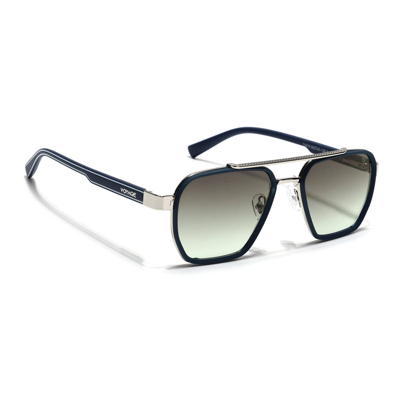 Wayfarer Sunglasses for Men & Women (Olive & Clear Lens | Silver & Blue Frame - MG7583)