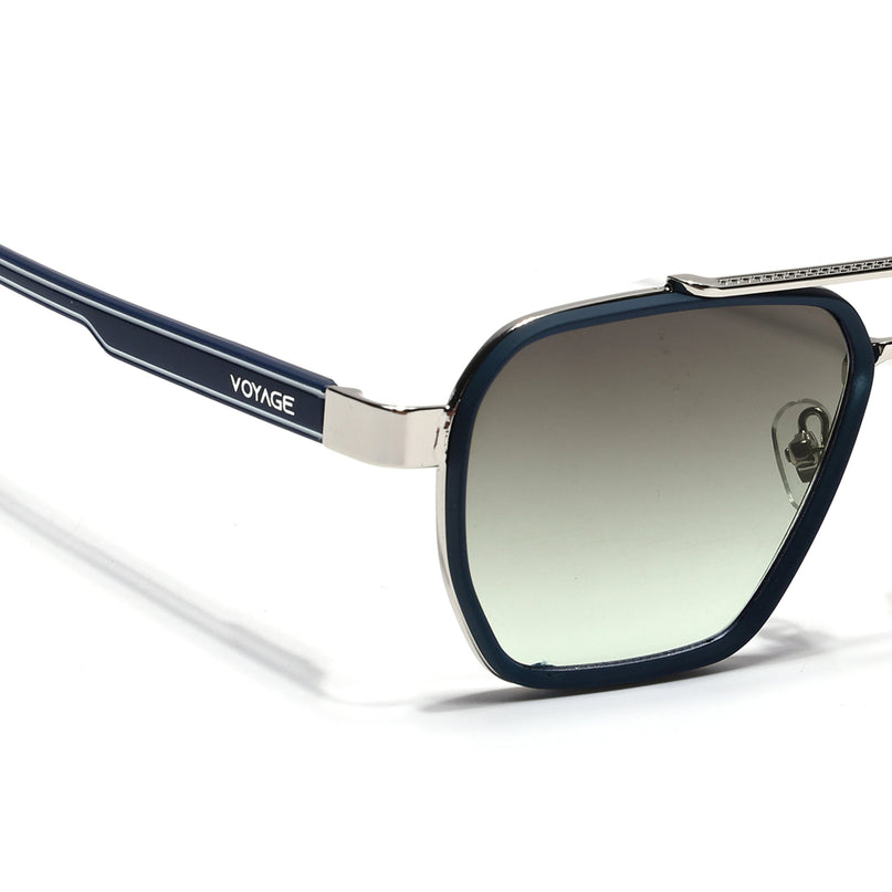 Wayfarer Sunglasses for Men & Women (Olive & Clear Lens | Silver & Blue Frame - MG7583)