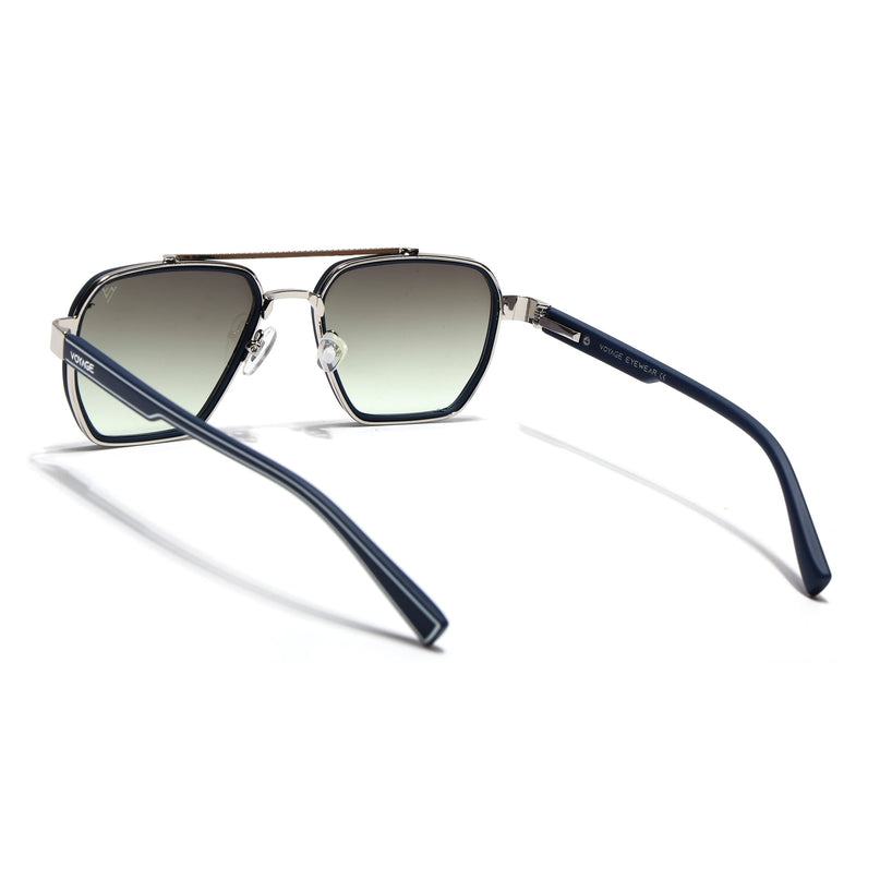 Wayfarer Sunglasses for Men & Women (Olive & Clear Lens | Silver & Blue Frame - MG7583)