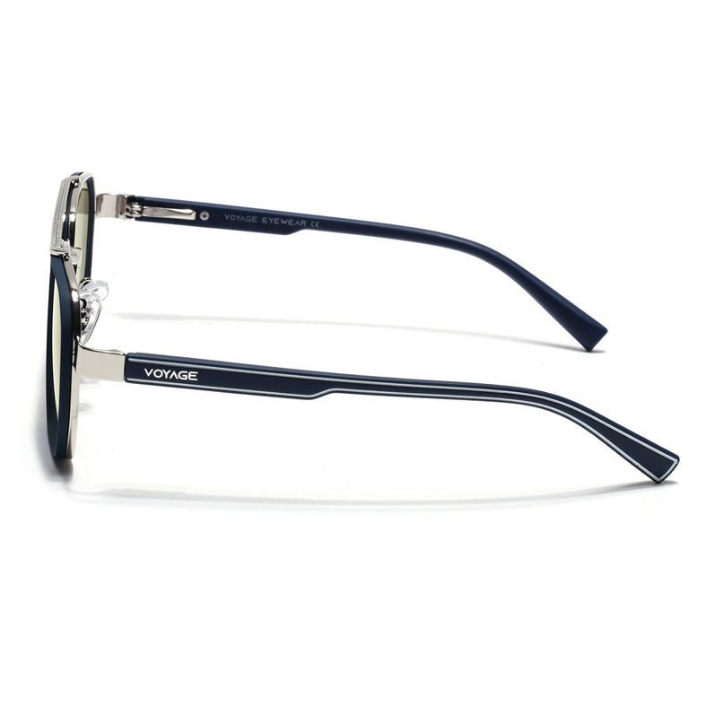 Wayfarer Sunglasses for Men & Women (Olive & Clear Lens | Silver & Blue Frame - MG7583)