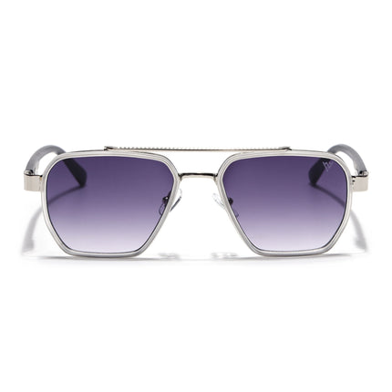 Wayfarer Sunglasses for Men & Women (Purple & Clear Lens | Silver & Grey Frame - MG7584)