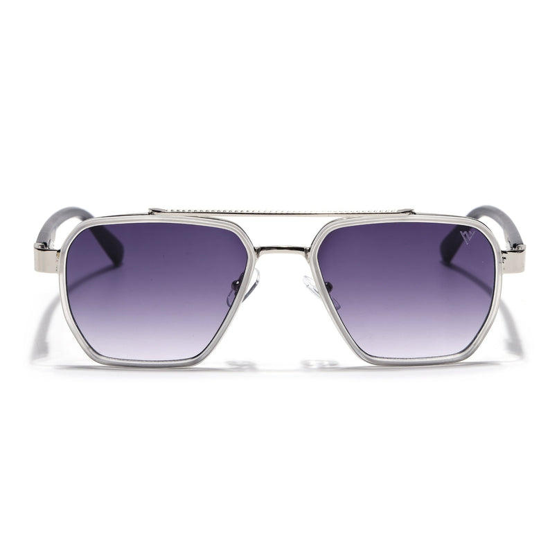 Wayfarer Sunglasses for Men & Women (Purple & Clear Lens | Silver & Grey Frame - MG7584)