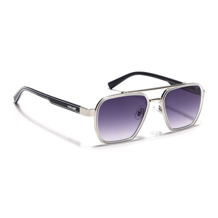 Wayfarer Sunglasses for Men & Women (Purple & Clear Lens | Silver & Grey Frame - MG7584)