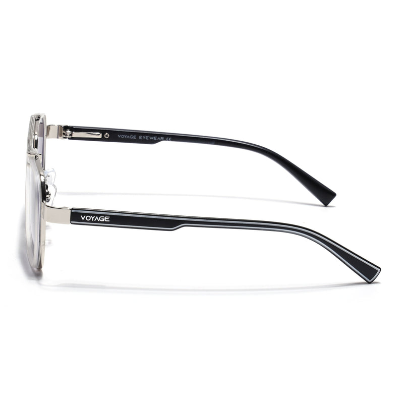 Wayfarer Sunglasses for Men & Women (Purple & Clear Lens | Silver & Grey Frame - MG7584)