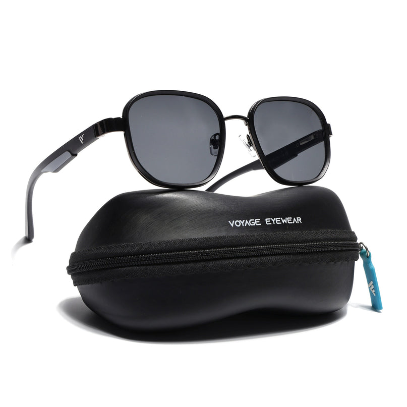 Square Sunglasses for Men & Women (Black Lens | Matt Black Frame - MG7340)
