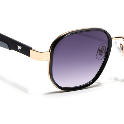 Square Sunglasses for Men & Women (Grey & Clear Lens | Golden & Black Frame - MG7341)