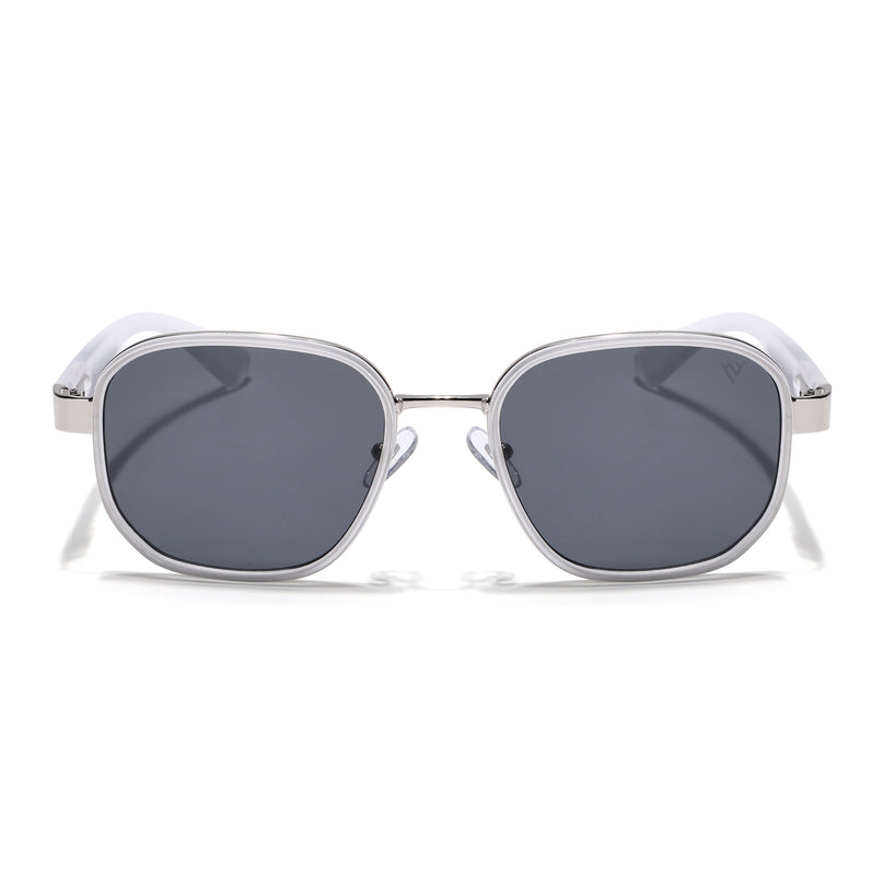 Square Sunglasses for Men & Women (Black Lens | Transparent Frame - MG7343)