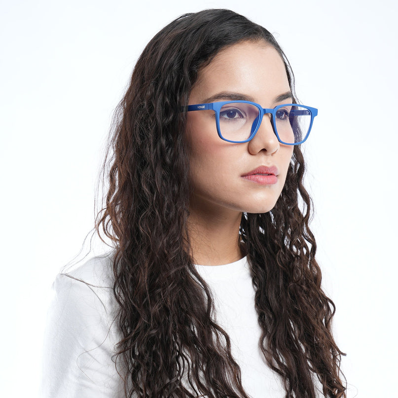 Voyage Air Royal Blue Square Eyeglasses for Men & Women - MG4554