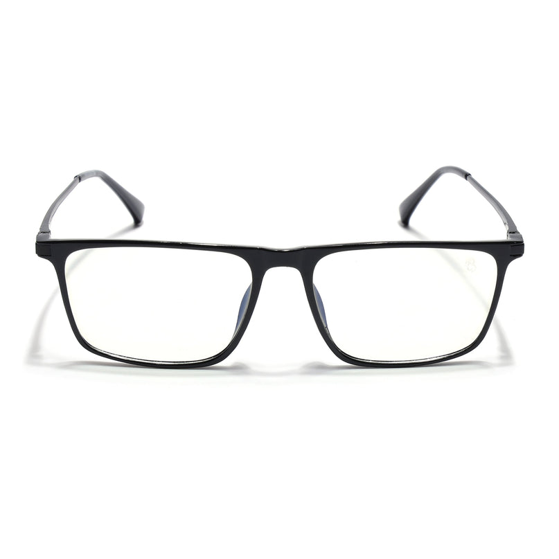 Eyejack Domino Shine Black Rectangle Eyeglasses for Men & Women (TR1001FCL1616-C1)