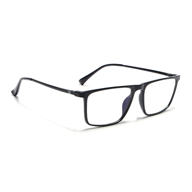 Eyejack Domino Shine Black Rectangle Eyeglasses for Men & Women (TR1001FCL1616-C1)