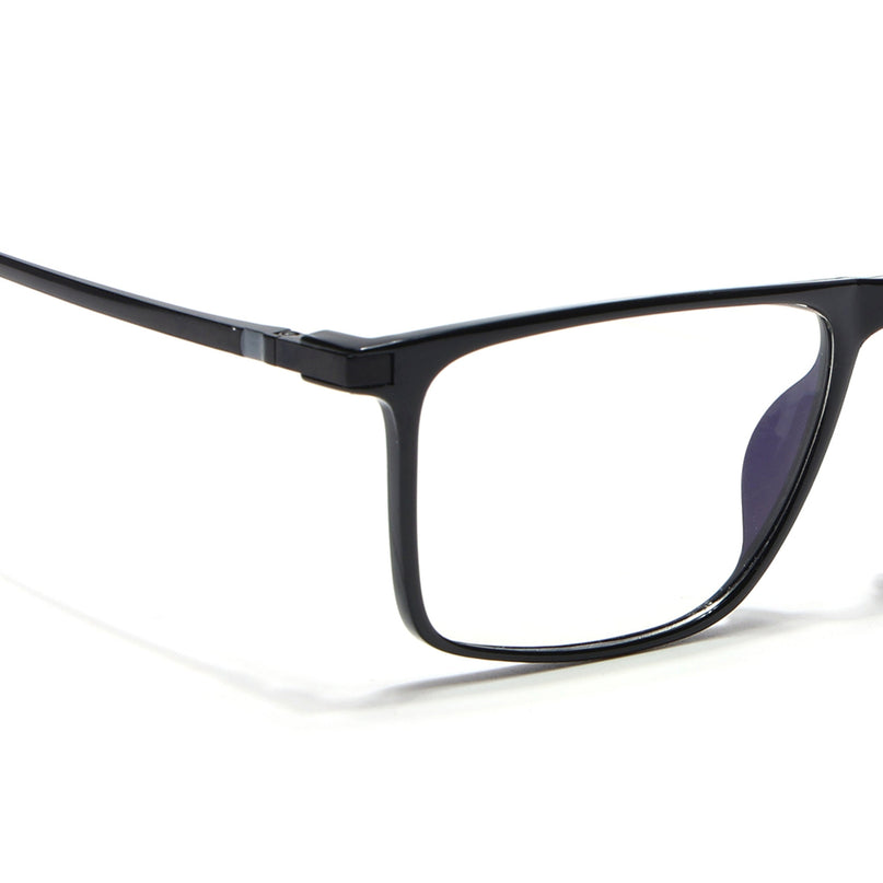 Eyejack Domino Shine Black Rectangle Eyeglasses for Men & Women (TR1001FCL1616-C1)
