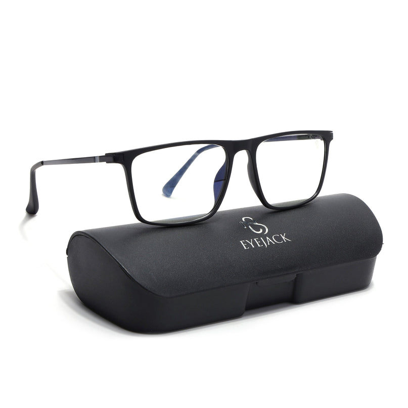 Eyejack Domino Matt Black Rectangle Eyeglasses for Men & Women (TR1001FCL1617-C2)