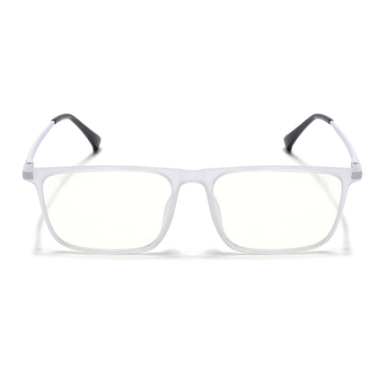 Eyejack Domino Matt Transparent Rectangle Eyeglasses for Men & Women (TR1001FCL1619-C4)