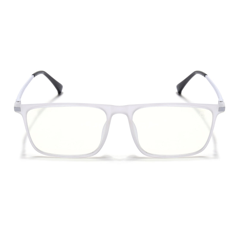 Eyejack Domino Matt Transparent Rectangle Eyeglasses for Men & Women (TR1001FCL1619-C4)