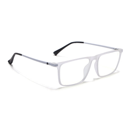 Eyejack Domino Matt Transparent Rectangle Eyeglasses for Men & Women (TR1001FCL1619-C4)