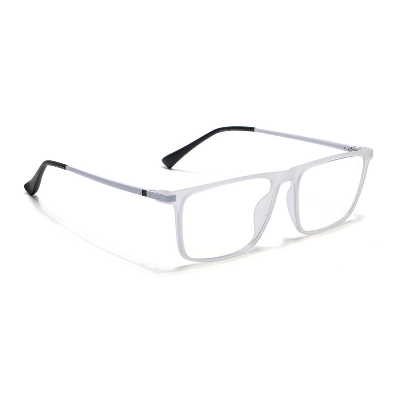 Eyejack Domino Matt Transparent Rectangle Eyeglasses for Men & Women (TR1001FCL1619-C4)