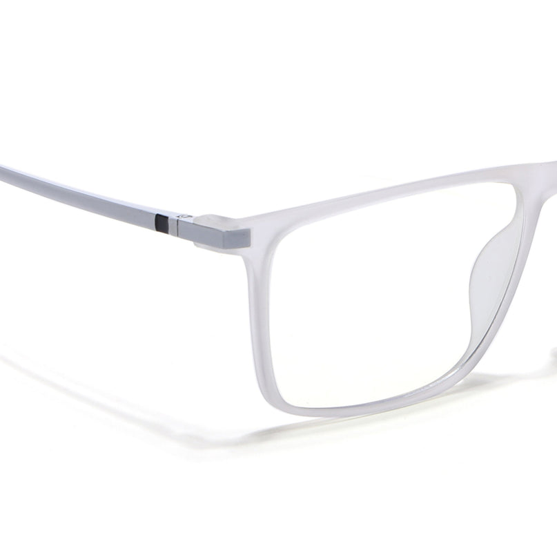 Eyejack Domino Matt Transparent Rectangle Eyeglasses for Men & Women (TR1001FCL1619-C4)