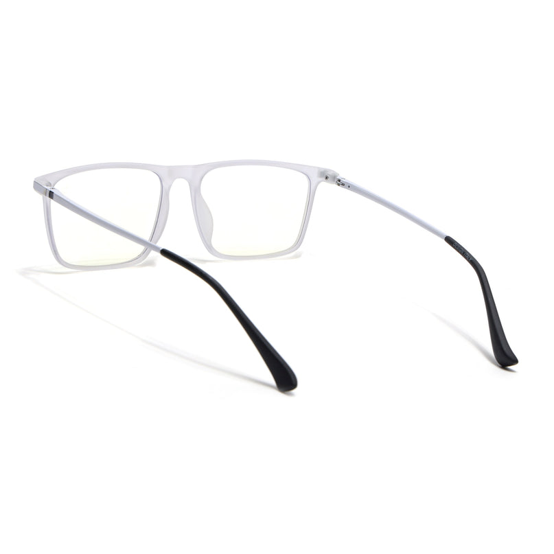 Eyejack Domino Matt Transparent Rectangle Eyeglasses for Men & Women (TR1001FCL1619-C4)